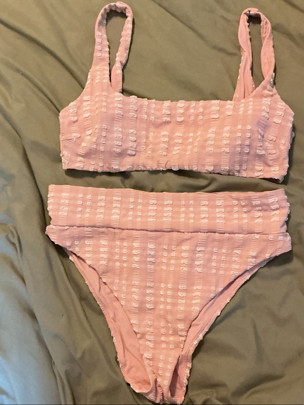 aerie Pink Textured Two-Piece Bikini Set